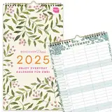 Boxclever Press Everyday Kalender 2025 für Zwei. Familienplaner 2025 4 Spalten von Jan. – Dez. 25. Schlanker Kalender 2025 Wandkalender mit Tasche. Wandkalender 2025 Familienplaner misst 22 x 39 cm