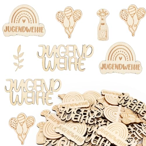 50 Stück Konfetti Jugendweihe,Jugendweihe Deko Konfetti,Jugendweihe Tischdeko Holz