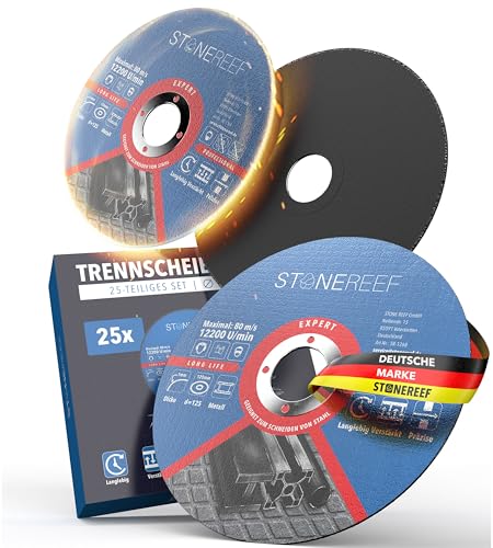 Trennscheiben [125x 1,0x 22,23mm] Extra Dünne, Zweifach Verstärkte Flexscheiben (1mm) – 125mm für Winkelschleifer & Flex – 25er Set für präzise Metallbearbeitung – Ideal für Stahl und Edelstahl