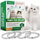 QLIGES Zecken-Flohband Katze, Flohhalsband für Katzen 4Pcs, 24 Monate lang wirksamer Schutz, Schutz vor Hautallergien, weich und bequem, verstellbar, wasserdicht, für alle Katzen geeignet