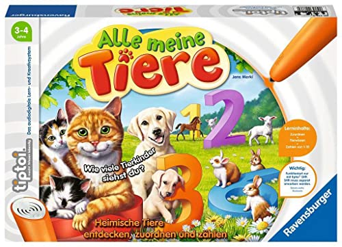 Ravensburger tiptoi 00776 - Alle meine Tiere - Spiel ab 3 Jahren - Lerne spielerisch die Zahlen von 1 bis 10 mithilfe heimischer Tiere