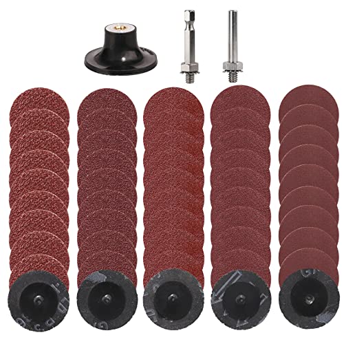 50mm Schleifscheiben Set, 53 Stück Schnellwechselscheiben mit 1/4 Zoll Scheiben Pad Halter, Schnellwechsel-Scheiben-Kombination, für Gesenkschleifer Flachschleifen Polieren Grat Finish Entrosten