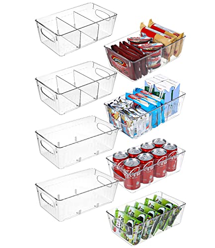 jutyum 8PCS Hochwertige kühlschrank organizer, Stapelbare küchen organizer mit 8 Baffeln, Aufbewahrungsbox Organizer Durchsichtig Behälter für Speisekammer, Gefrierschrank, Schrank, Schublade