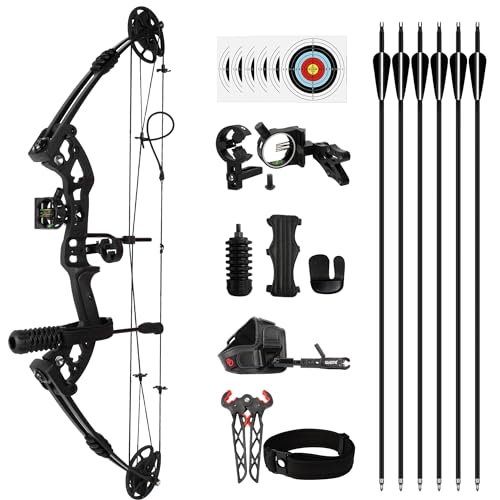 REAWOW Compound Bogen Compoundbogen Jagdbogen Pfeile Set 30-60 LBS Einstellbare Sportbogen Erwachsene und Compound Bögen Komplett Set 310fps …