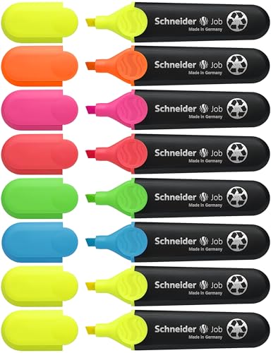 Schneider Job 150 Textmarker (aus recyceltem Kunststoff, ausgezeichnet mit Der blaue Engel) 8er Etui sortiert