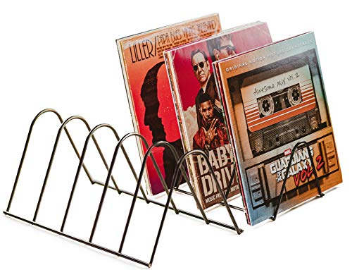 Schallplattenständer | Aufbewahrung für 75 LPs | Prospekthalter | Matt Schwarz Metall | Schallplatten Halter Ständer Zeitschriften Bücher | Schallplatten Deko Vinyl Regal