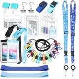 21 Stück Kreuzfahrtschiff-Essentials für Kreuzfahrtreisen – einziehbare Schlüsselbänder für Schiffskarten, wasserdichte Handytasche, Handtuchbänder, Wäscheleine, Magnethaken, Gepäckanhängerhalter und
