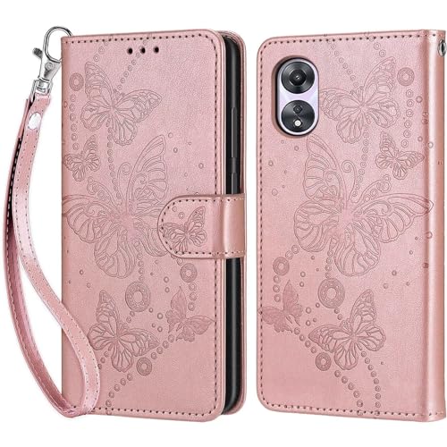 Tivenfezk Nadoli Handyhülle für Oppo A58 5G,Blumen Schmetterling Hülle PU Leder Klapphülle Klappbar Schutzhülle Handytasche Stoßfeste Brieftasche Flip Case Cover