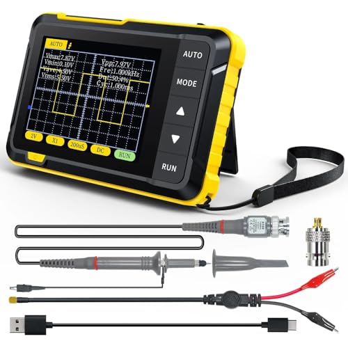 DollaTek Oszilloskope DSO152 Tragbares digitales Handoszilloskop, 200kHz Bandbreite, 2.5MS/s hohe Abtastrate mit PWM-Ausgang