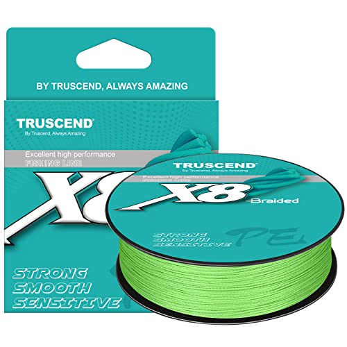 TRUSCEND Geflochtene Angelschnur 8fach, Angelzubehör Angelschnur geflochten glatt und ultradünn, PE Braided Fishing Lines, Angelsehne, Angel Schnur - 20lb/0.16mm/300yds