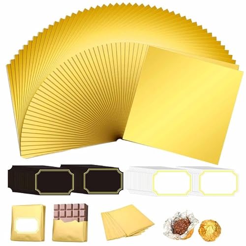 100 Stück Goldene Aluminiumfolie Schokoladen Verpackung 10*10cm Schokoladen Papier Zum Einpacken Perfekt Zum Selbstgemachten Dekorieren und Aufbewahren Handgefertigter Gegenstände