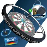 Heimfleiss® 360° Dart Beleuchtung LED | Blendfreie Dartscheibe Beleuchtung mit Ultra-Light-LEDs | Dart Lichtring + Schaft Entferner & Spitzer | Dartboard Beleuchtung | Dart Licht Ring | LED Dart Lampe