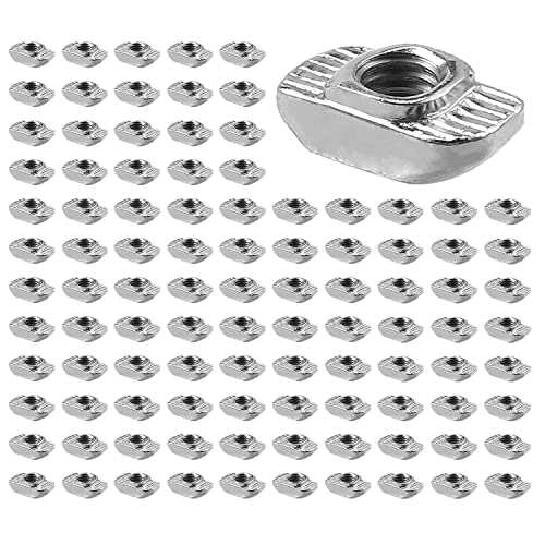 GETLITOOL Nutensteine, 100PCS T-Slot Nutmuttern T Nut Muttern Hammermutter Nut 8 M6 Steg 1,5 mm, Stahl verzinkt, Hammerkopf Befestigungsmutter für Aluminiumprofil-Extrusionsschlitz Standard-30-Serie