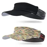 Arcweg Visor Elastisch Sonnenschild Mit Frottee Stirnband Tragbar Schweißaufnehmbar Sonnenhut Visor Hat Sport Cap Schirm für Tennis Running Golf Wandern (Schwarz+Gelb, One Size)