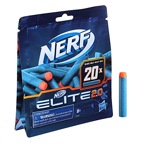 Nerf Elite 2.0 20-Dart Refill Pack - Includes 20 Official Nerf Elite 2.0 Darts, Compatible With All Nerf Elite Blasters