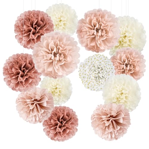 YBwanli deko seidenpapier pompons deko,bride to be deko,deko rosegold,lampions hochzeit,junggesellinnenabschied,tischdeko kommunion,gartenparty deko