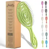 Ninabella Bio Haarbürste ohne Ziepen für Damen, Herren & Kinder - Entwirrbürste auch für Locken & Lange Haare - Einzigartige Profi Detangler-Bürste mit Spiralfeder Limetten Grün