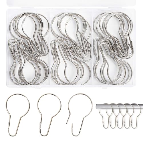 DesertBoy 40 Stück Duschvorhangringe, Duschvorhang Haken, Duschvorhang Ringe, Ringe für duschvorhang, Aufhängering mit gleitsystem für Badezimmer, Wohnzimmer, Schlafzimmer, Küche (Silber)
