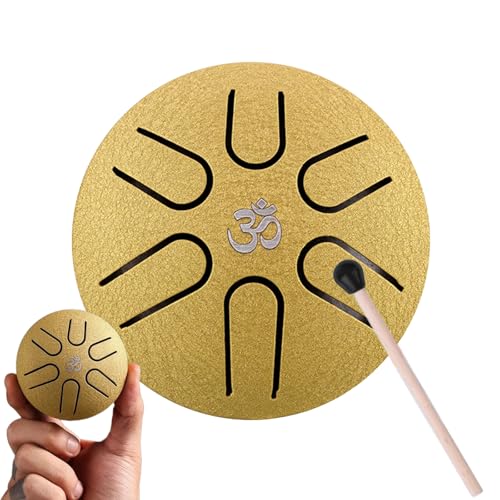 Rain Drum für Garten, Regentrommel 6 Noten - 9,5 cm, Chakra Drum Regen, Chakradrum, Tongue Drum, Rain Drum Draussen, Zungentrommel für Kinder (Gold)