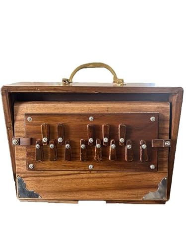 Shruti Box aus Teakholz, Musikinstrument, Shruti-Box mit Tasche, gestimmt, 432 Hertz (38,1 x 25,4 x 7,6 cm)