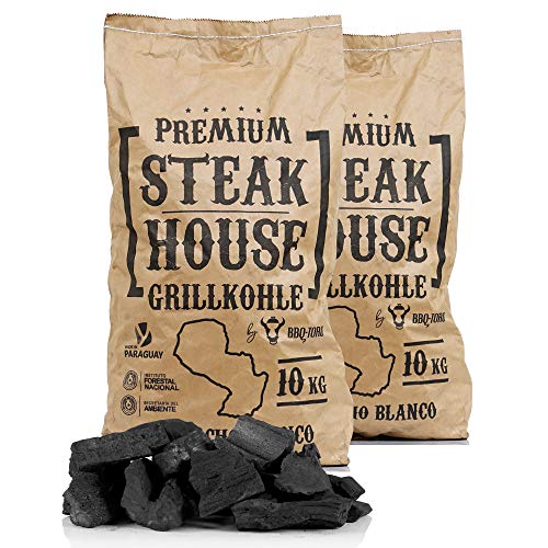BBQ-Toro Premium Steak House Grillkohle | 20 kg | Querbracho Blanco Kohle | Holzkohle in Restaurant Qualität | Steakhousekohle