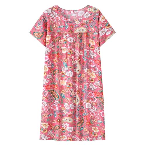 Generisch Damen Nachtwäsche , Nachthemd Kurzarm Sommer Casual Lang Negligee Oversize Lange Bequem Sleepshirt Lose Schlafshirt T-Shirt Kleid Nachthemden Für Schlafkleid Plus Size Große Größen