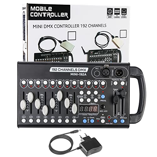 192CH DMX Controller, DMX512 Controller Bühnenlichtregler Controller Dmx Konsole für DJs Bands Bars Pubs Clubs Familienfeier Hochzeit Etc