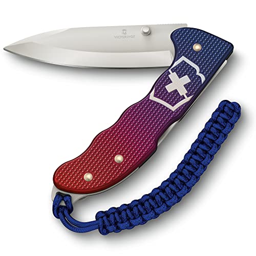 Victorinox Taschenmesser Evoke Alox, 5 Funktionen, Swiss Made, Klappmesser Outdoor inkl. Große Klinge, Paracord-Anhänger, Befestigungsöse, Rot/Blau