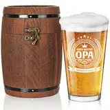 LIGHTEN LIFE Opa-Geschenke,Opa-Bierglas in Fassbox, Hochwertige Opa-Geburtstagsgeschenke,Opa-Pintglas,Ideale Opa-Geschenke von Enkelkindern,Opa-Geburtstagsgeschenkideen,Opa-Bierglas-Geschenk-480 ml