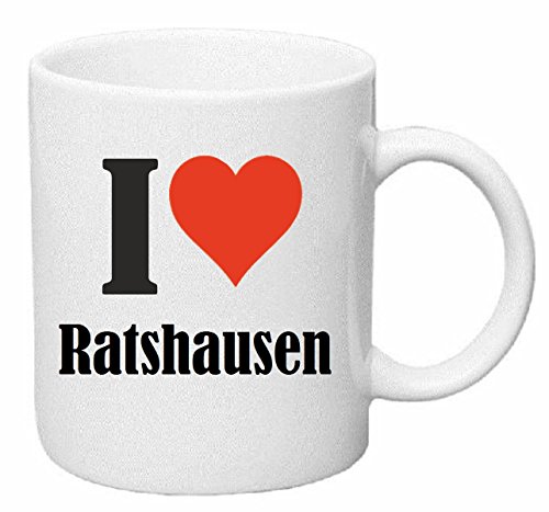 Reifen-Markt Kaffeetasse I Love Ratshausen Keramik Höhe 9,5cm ? 8cm in Weiß