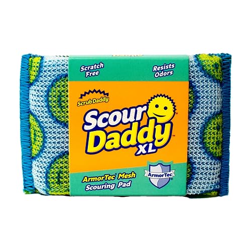 Scrub Daddy Scour Daddy XL, Scheuerschwamm, kratzfreie Scheuerschwämme/strapazierfähiges Scheuerschwamm zum Reinigen von Geschirr, Alternative zu scheuern aus Metall, Spülschwämme zum Abwaschen