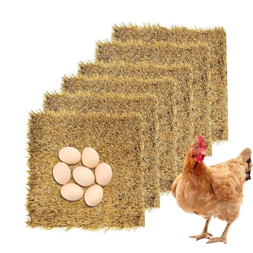 Hühnernest Matte – Kunstrasen, weich gepolsterte Schicht, kleine Haustiere, sauberere Eierlegeumgebung, dicke Auskleidung, Hühnernest, Box Pads, Stallzubehör, ideal für Hühner, 6 Stück