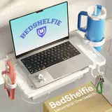 BedShelfie Nachttischregal für Studentenwohnheim, Etagenbett und obere Etagenbetten, Essentials, Clip-On-Nachttisch, schwebender Nachttisch, Tablett, Organizer, Schlafsaal-Dekoration, Schlafsaal, Weiß