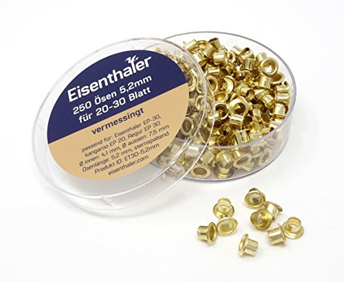 Eisenthaler 250 Ösen ET30-5.2mm, vermessingt, für 20-30 Blatt