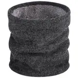 BARFULKER Winter Halsschlauch Herren Damen Warm Gefüttert Strickschal - Schlauchschal Halswärmer Gesichtsschal Fleece Loop Schal Winddichte Gesichtsmaske,Dunkelgrau