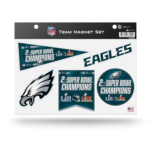 Rico Industries NFL Football Philadelphia Eagles 2 Time Champs Team-Magnet-Set, 21,6 x 27,9 cm, Heimdekoration, Regrigerator, Büro, Küche