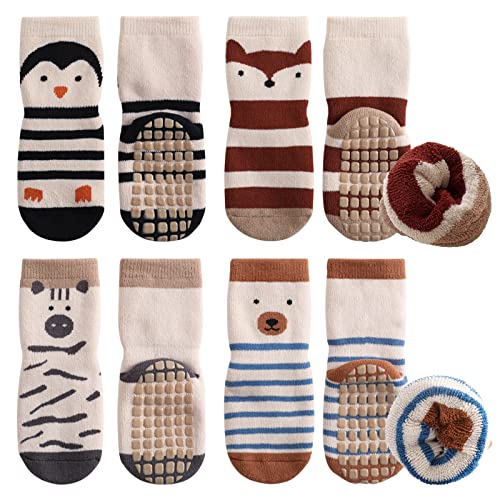 Simpeak Socken Baby, ABS Socken Baby Anti Rutsch, Rutschfeste Babysocken Junge Mädchen, Stoppersocken Baby 12-36 Monate, Dicker Herbstwinter, M