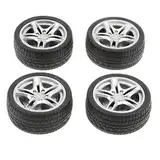 KESOTO 4pcs Miniatur Autoreifen Gummireifen Felge Reifen, DIY Spielzeugauto Zubehör