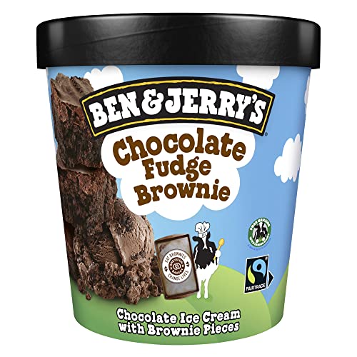 Ben & Jerry's Eis Chocolate Fudge Brownie leckeres Schokoladeneis für echte Eisgenießer nach Fairtrade-Standards 465 ml 1 Stück