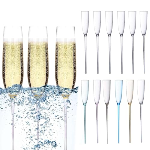 Generisch Floating Champagne Flutes, Floating Champagne Glasses for the Pool, Floating Champagne Glasses Plastic, Floating Wine Glass for Pool, Shatterproof Poolside Champagne Glasses (12pcs)