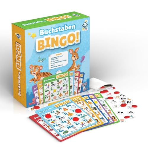 NIYYAH Buchstaben Lernspiel ab 4 5 6 Jahre ABC Bingo Lernen Auto Kinder Schulanfänger Lesen Grundschule Vorschule 1 Klasse Geschenk Spielzeug Einschulung