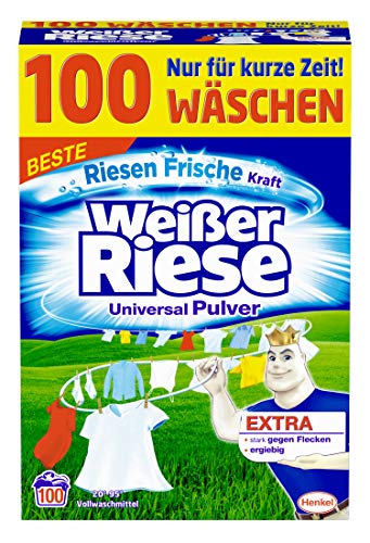 Weißer Riese Universal Pulver umweltfreundliches Waschmittel mit sommerlichem Duft, 1er Pack Großpackung Waschpulver (1 x 100 Waschladungen)