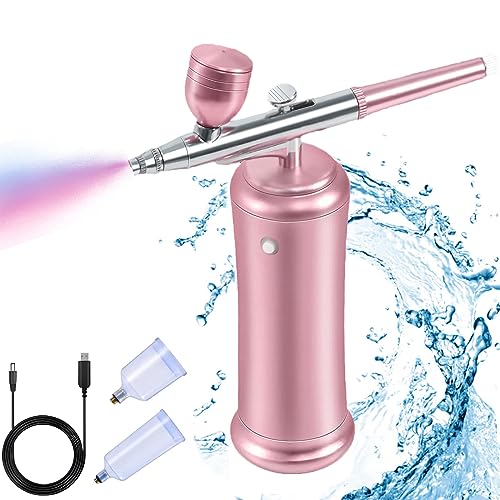 Holzsammlung Kabellose Airbrush Set,Tragbares Handheld Schnurloses Mini Wiederaufladbare Air Brush für Make-up, Kuchendekoration, Modellfärbung, Nagelkunst, Tattoos, und Gesichtsbemalung