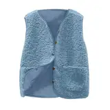 Generisch 2025 - Weste für Damen, lässig, ärmellos, V-Ausschnitt, warm, lässig, süß, warmes Westentop Winterjacke Damen Fahrrad (Blue, XXXXL)