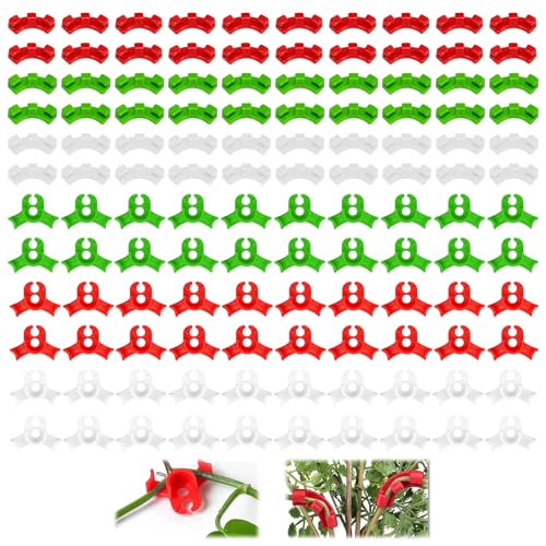 120 Stück Pflanzenbieger,Pflanzen Clips 90° Biege,Pflanzen Bieger,Pflanzen Bieger Clips Ideal für Monstera,Kletterpflanzen,Tomaten & Mehr,Ändern der Wuchsrichtung,Rot + grün + weiß