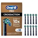 Oral-B Pro CrossAction Aufsteckbürsten für elektrische Zahnbürste, 10 Stück, Zahnreinigung, X-Borsten, Original Oral-B Zahnbürstenaufsatz, briefkastenfähige Verpackung, Made in Germany, schwarz