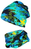 TupTam Jungen Beanie Mütze Schlauchschal Kinder 2er Set Herbst Winter gefütterte Übergangsmütze mit Loop, Farbe: Jersey zweilagig - Vielfarbig Grün Blau, Hat Size: 54