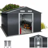 GARDEBRUK® XXXL Metall Gerätehaus 8m² mit Fundament 315x260x180cm Schiebetür Anthrazit Geräteschuppen Gartenhaus 15m³