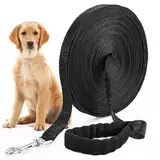 Schleppleine 20m für Hunde, RUNEAY Schleppleine für Hunde 20m Hundeleine für Kleine Große Hunde, Robuste Schleppleine für Hunde mit Gepolsterter Griff für Training, Spazierengehen(20m, Schwarz)