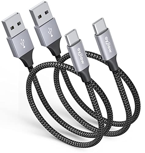 eyjiew USB C Kabel Kurz 50cm, [0.5M, 2Stück] USB auf USB C Kabel 3A Nylon Geflochtenes Ladekabel USB Typ C Kabel Schnellladekabel für iPhone 16 15 Pro Max Plus,Android Auto,Pixel7/6-(1.5ft)